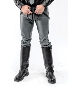 Mister B Leather FXXXer Jeans Grey With Black Piping - buy online at www.misterb.com
