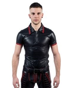 Mister B Leather Poloshirt Red Stripe - buy online at www.misterb.com