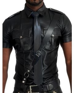 Mister B Cravate en cuir avec couture - Noir - buy online at www.misterb.com