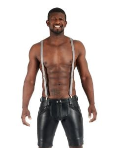 Mister B Leather Suspenders Grey