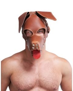 Mister B Leather Floppy Dog Hood Stitched – Brown