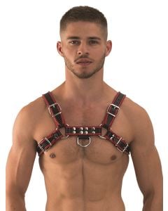 Mister B Leather Chest Harness Black-Red - buy online at www.misterb.com