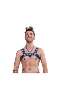 Mister B Leather Chest Harness Saddle Leather Blue