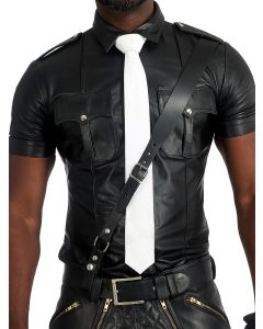 Mister B Cravate en cuir avec couture - Blanc - buy online at www.misterb.com