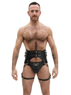 Mister B Serve Leather Garter Belt Black
