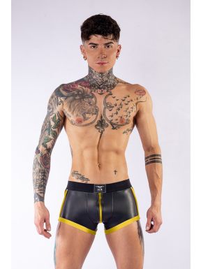 Mister B Neoprene Shorts 3 Way Full Zip Black Yellow