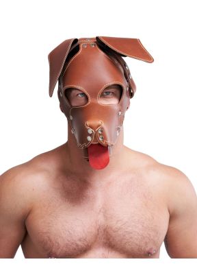 Mister B Leather Floppy Dog Hood Stitched – Brown
