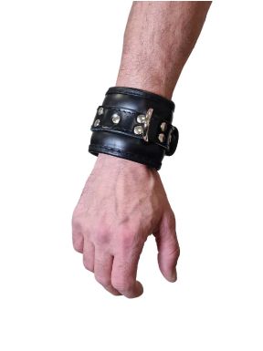Mister B Essential Leather Lockable Wrist Restraints Blackk
