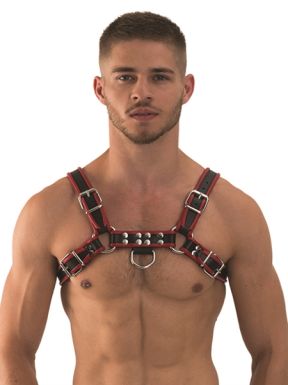 Mister B Leather Chest Harness Black-Red - buy online at www.misterb.com