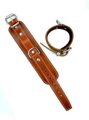 Mister B Leather Ankle Restraints Stitched - Brown
