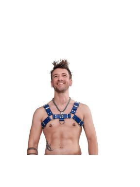Mister B Leather Chest Harness Saddle Leather Blue