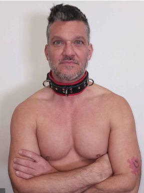 Mister B Essential Leather Lockable Collar Black Red